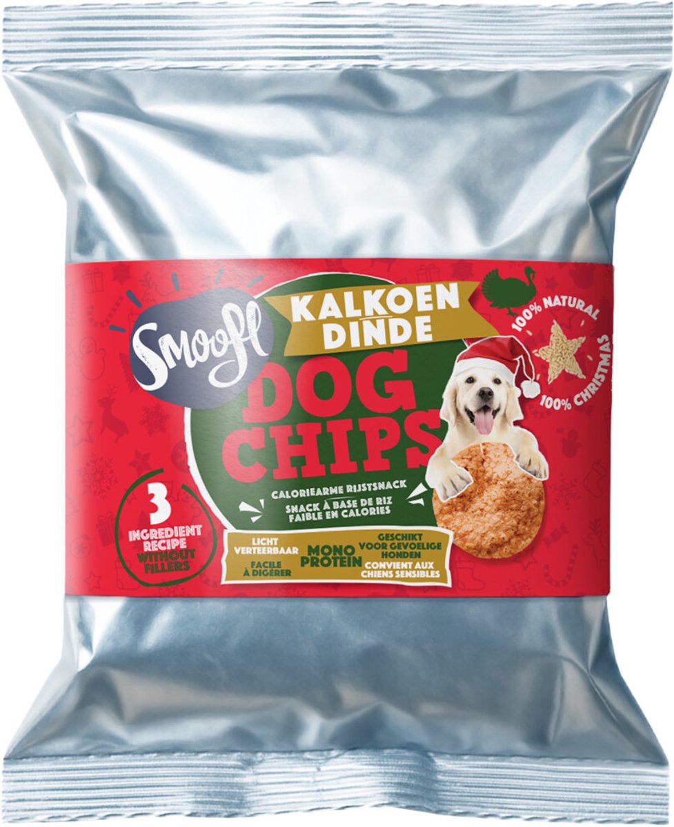 Smoofl Hondensnack Dog Chips Kalkoen - 3 x 50 gr - Voordeelverpakking