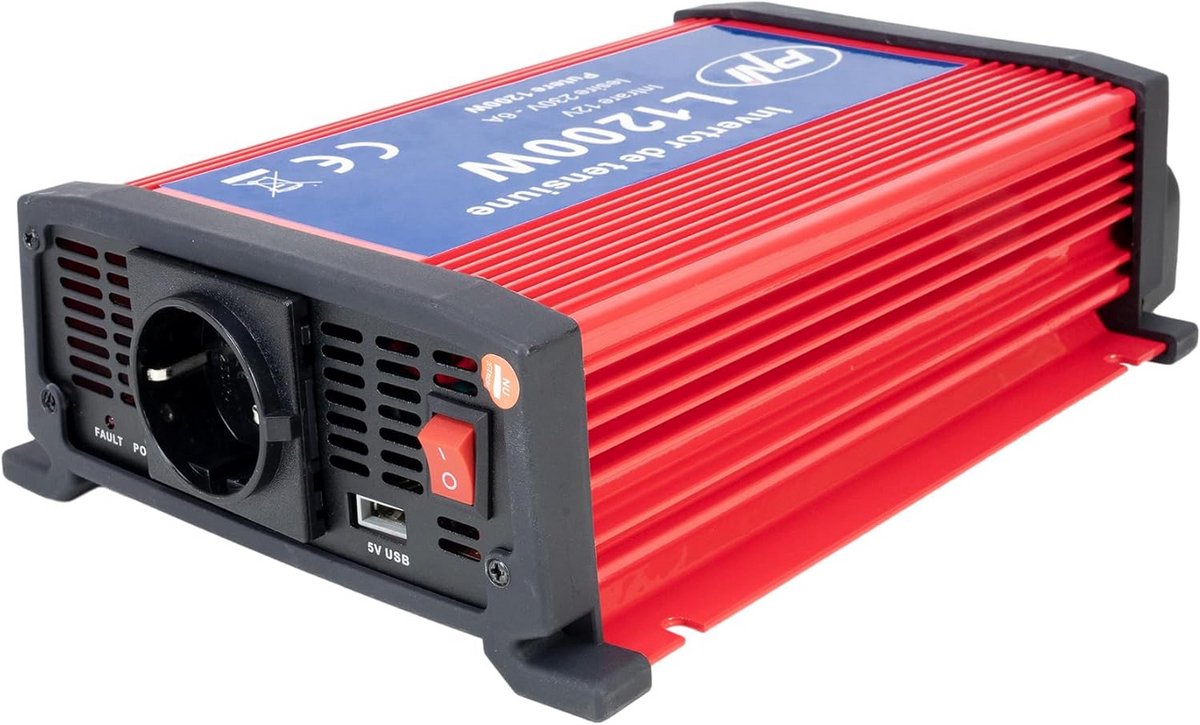 Power Inverter 1200W 12V naar 230V met USB-uitgang