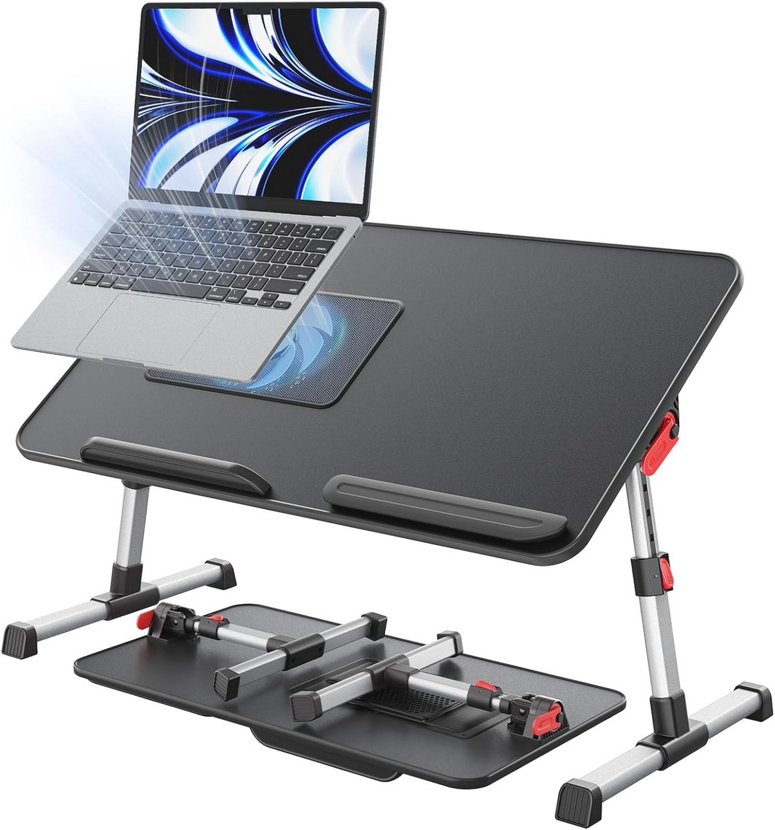 Verstelbaar Laptopbureau voor Bed met Koelventilator - Opvouwbare Draagbare Computertafel