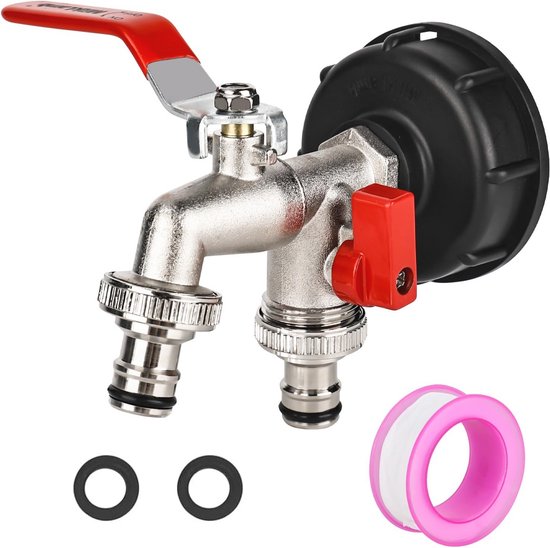 IBC Tankkraan met uitloopverlenging, S60 x 6, grove schroefdraad, IBC- tankaccessoires, 1000 l waterreservoir, accessoires, 3/4 inch, 1000 liter waterreservoir, accessoires IBC Tankkraan met uitloopverlenging, S60 x 6, grove schroefdraad, IBC- tankaccessoires, 1000 l waterreservoir, accessoires, 3/4 inch, 1000 liter waterreservoir, accessoires