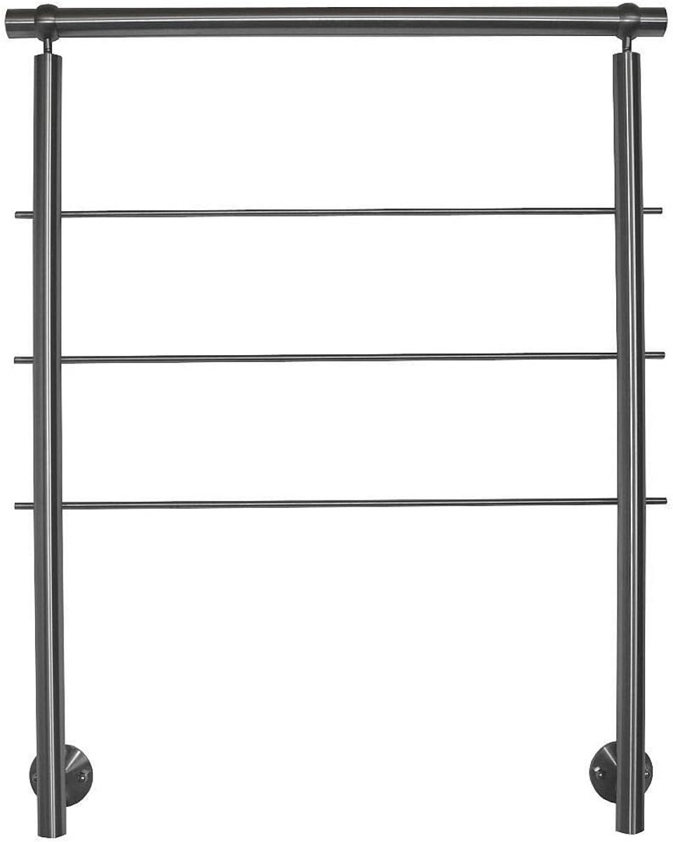 Roestvrijstalen leuning voor zijdelingse montage - 100 cm met 2 palen en 3 baleinen