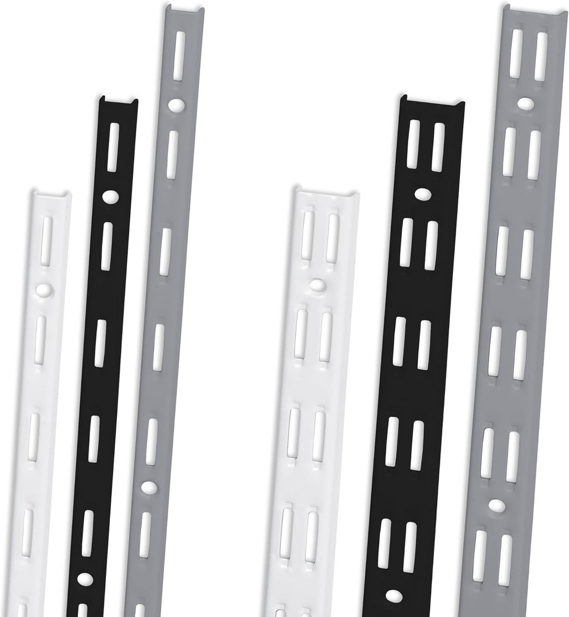 Set van 2 Wandplanken met Wandrails - 100cm Wit - Ideaal voor Opbergsystemen