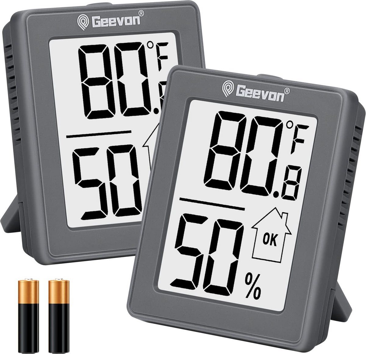 Digitale hygrometer met binnenthermometers - Luchtvochtigheid en temperatuur meter voor thuis en kantoor