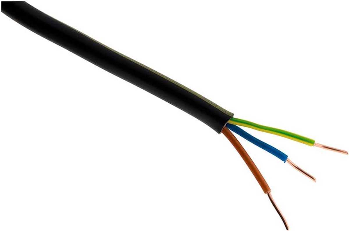 U-1000 R2V 3G 2.5mm² Elektrische Stroomkabel - Duurzaam Voor Binnen of Buiten - Zwarte 5m Kabel Met PVC Bescherming