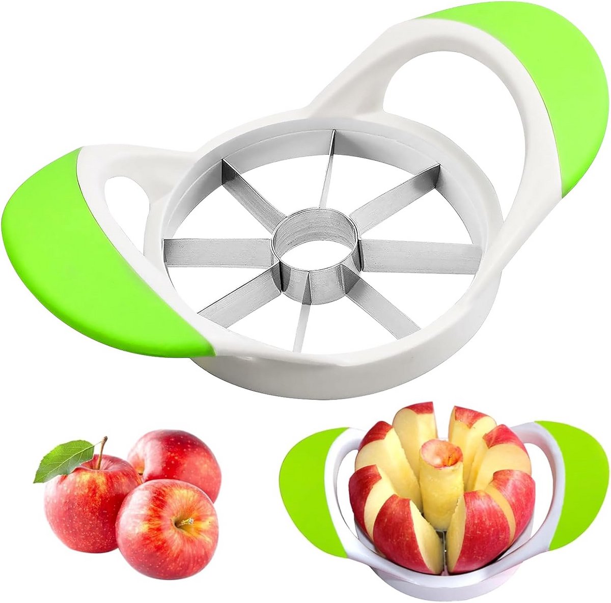 Roestvrijstalen appelsnijder met ergonomische antislip handgrepen
