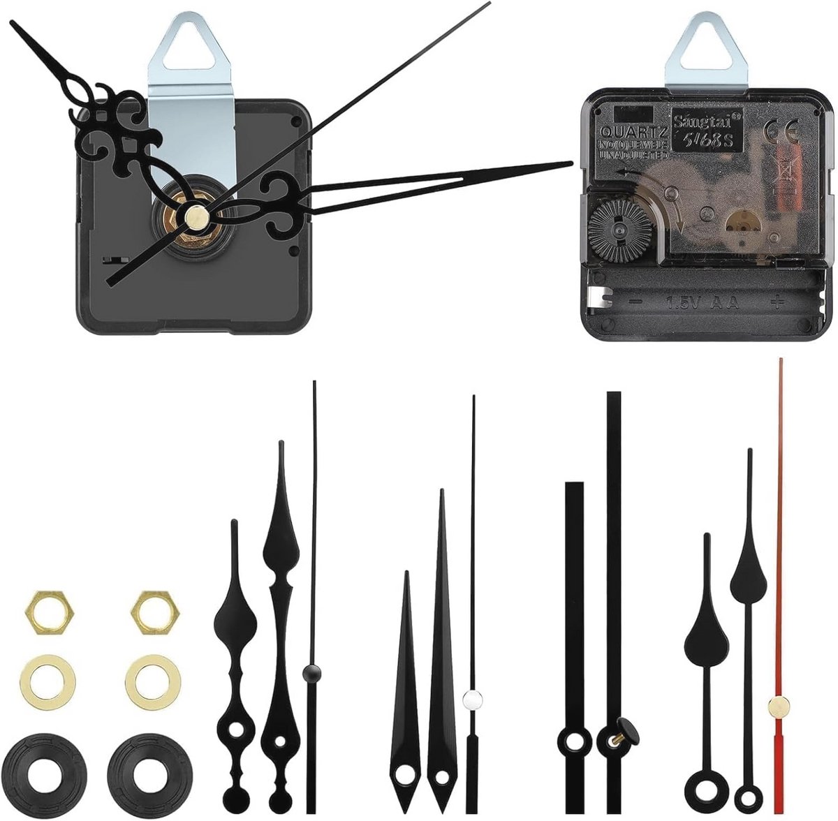 Stille Klokmechanismen op Batterij - 2 Stuks Kwarts Motor met 5 Sets Wijzers - Vervangende Onderdelen voor Klokreparatie