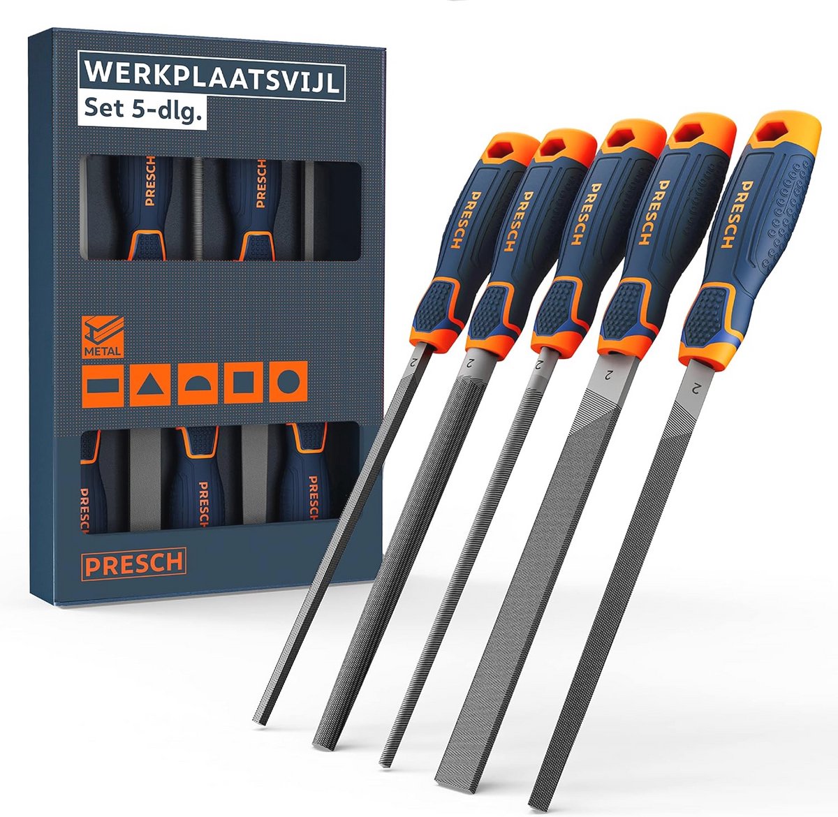 Werkplaatsvijlenset 5 Stuks - Hoogwaardige Vijlenset voor Metaal, Hout en Kunststof