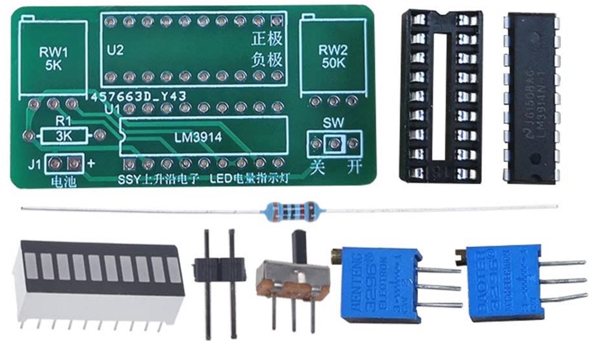 DIY Batterijcapaciteit Tester met LED-display en Soldeerkit