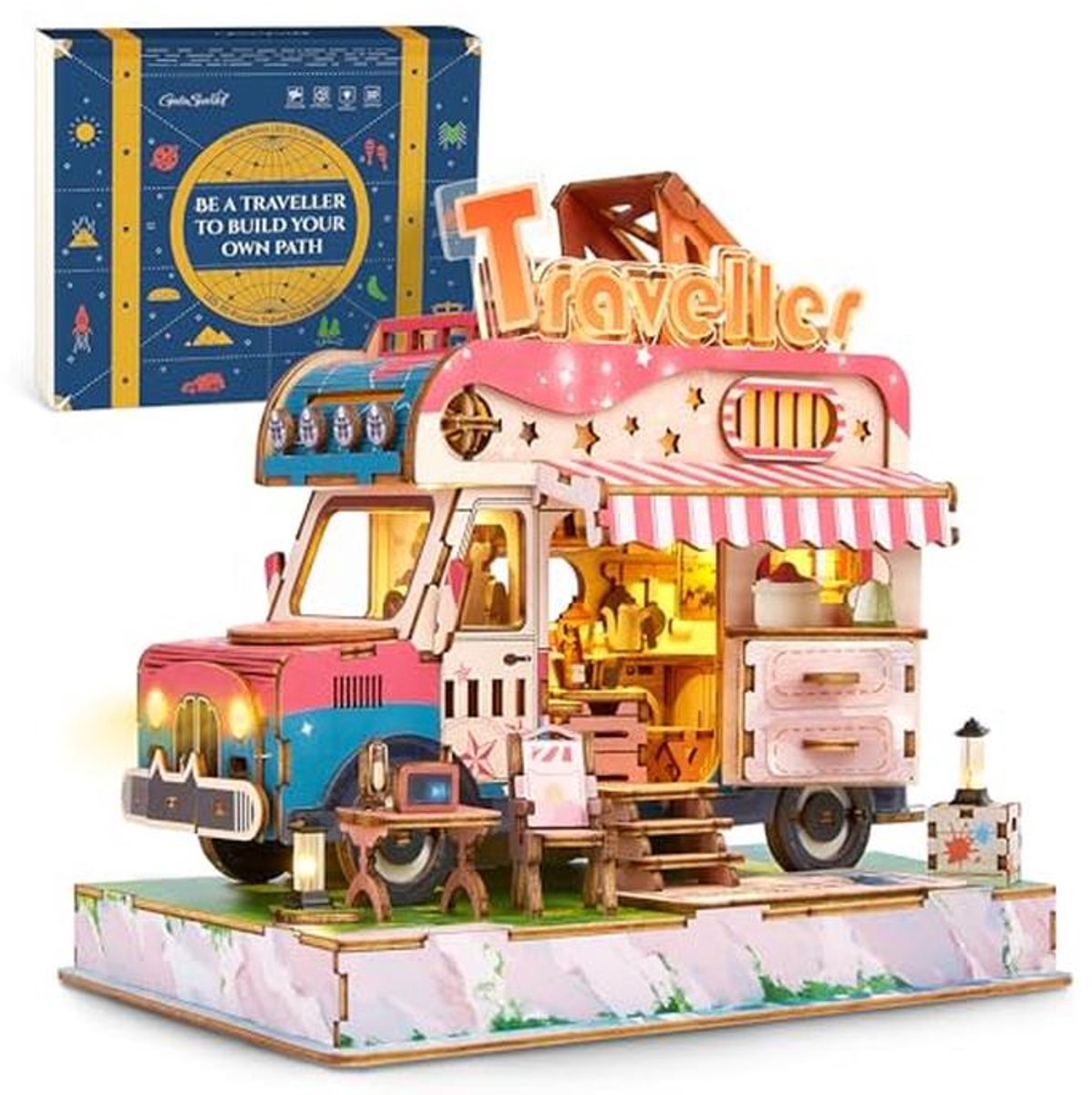 3D houten puzzel automodel - Doe-het-zelf modelbouwset voor camper