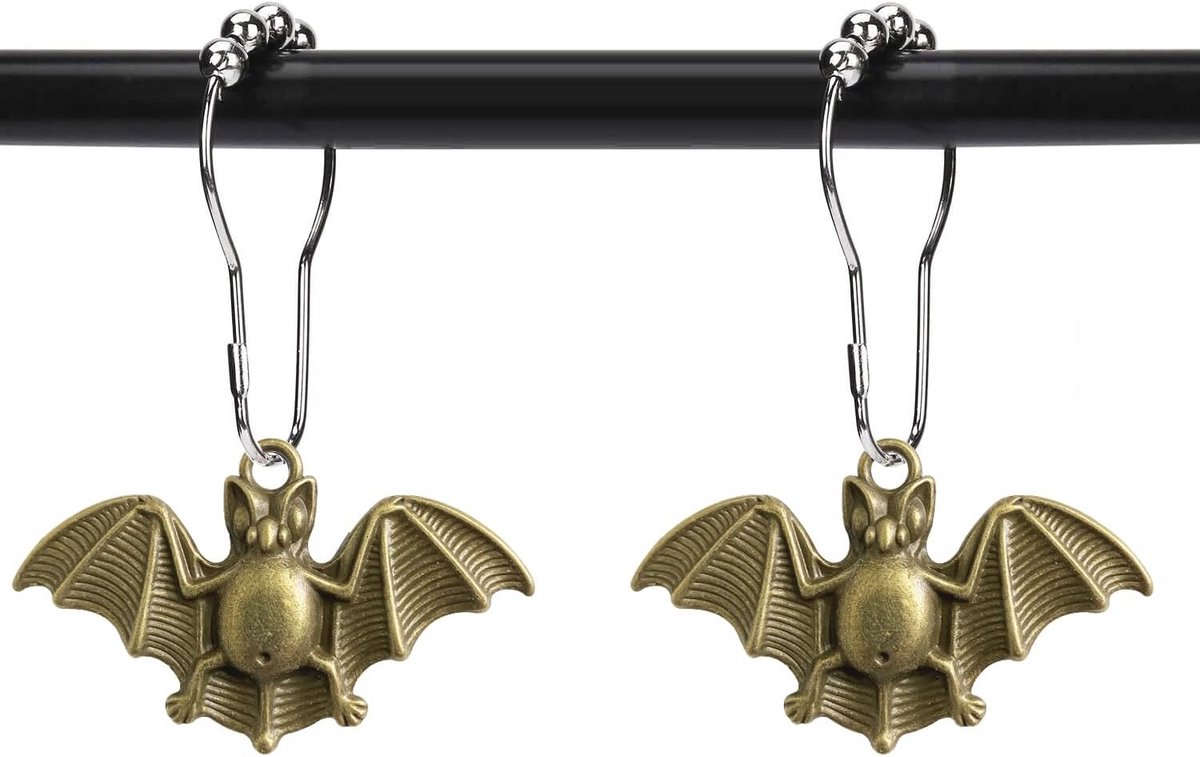 Feestelijke Douchegordijnhaken Vleermuizen - Set van 12 voor Halloween Decoratie