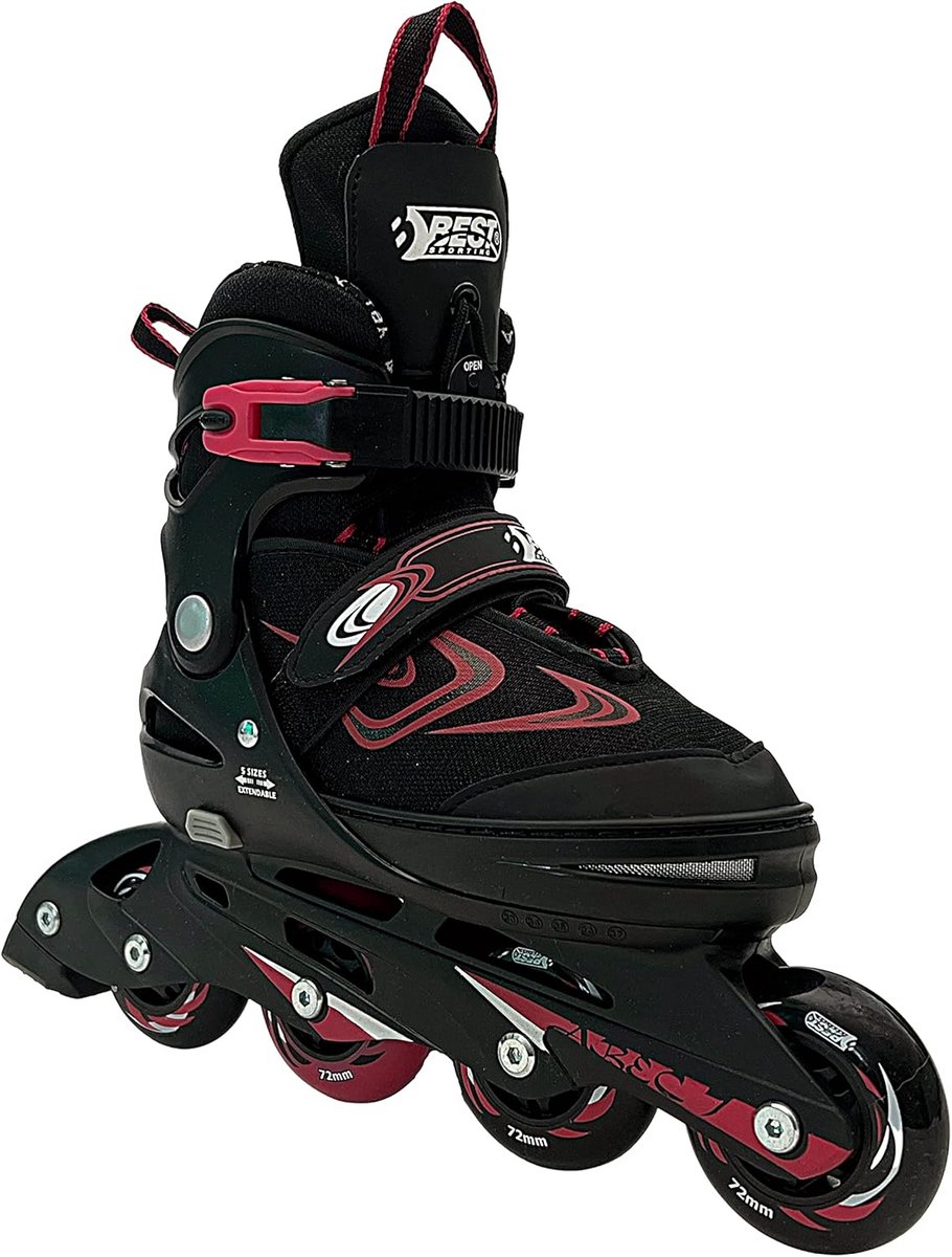 Verstelbare Inline Skates voor Kinderen - Robuuste Rolschaatsen met Rem - 4 Wielen - Zwart/Rood
