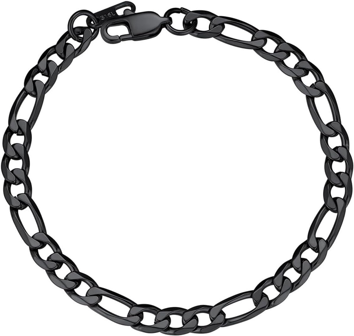 Stalen schakelarmband Heren Dames - Figaro Armband 6mm Breed - Goud Zilver Zwart