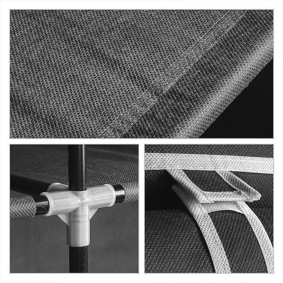 Opvouwbare opbergkast voor binnen - XL kledingkast voor slaapkamer en camping - Zwart 175 x 150 x 45 cm — afbeelding 4