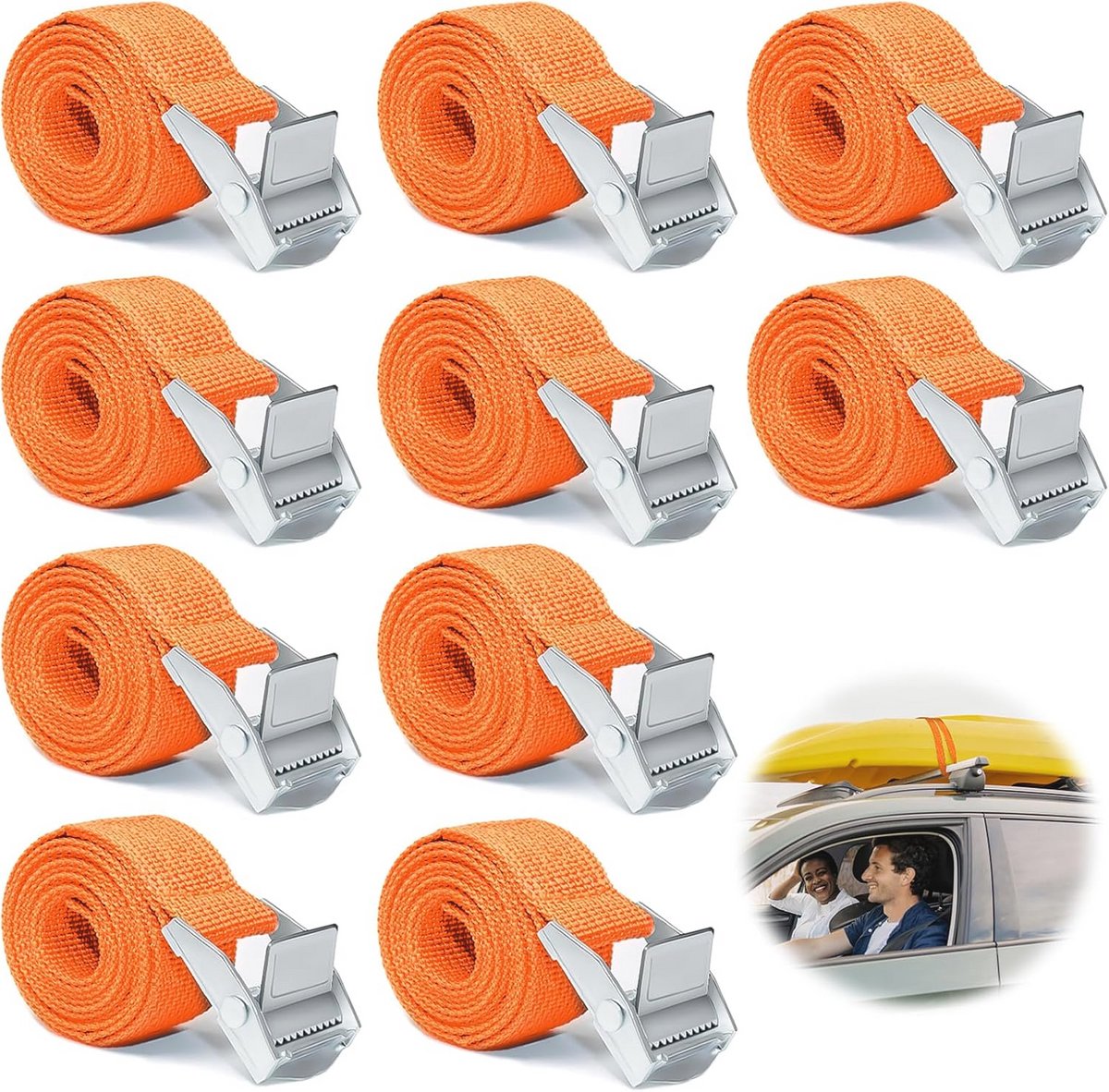 Verstelbare Spanbanden 1 m - 10 Stuks, Oranje - Perfect voor Fietsendrager en Bagage