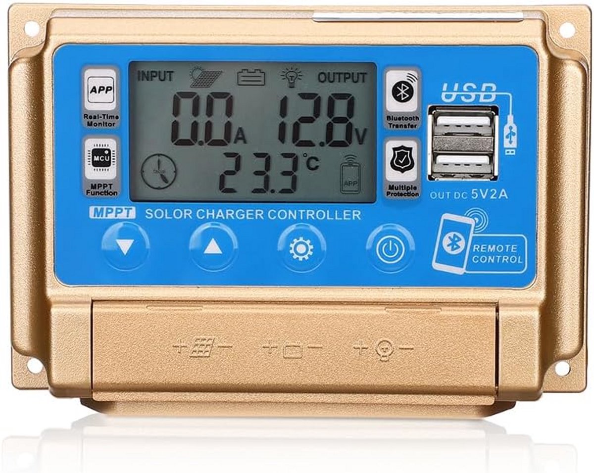 50A MPPT Zonne-laadregelaar met Bluetooth en Dubbele USB-uitgang - 12V/24V