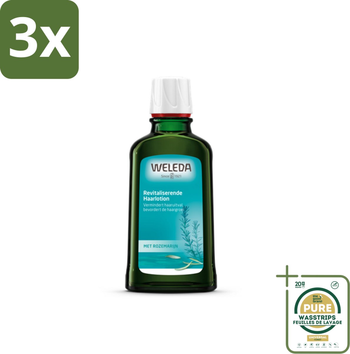3 x WELEDA - Haarlotion - Rozemarijn - 100 ml - Grootverpakking - Haargroei Stimuleren - Haaruitval Verminderen - Rozemarijn Haarlotion - Natuurlijke Haargroei - Haarwortels Versterken