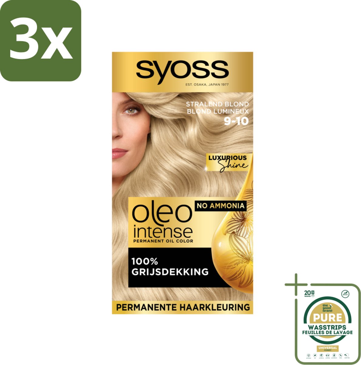 Syoss Oleo Intense - Haarverf - 9-10 - Stralend Blond - 115ml x 3