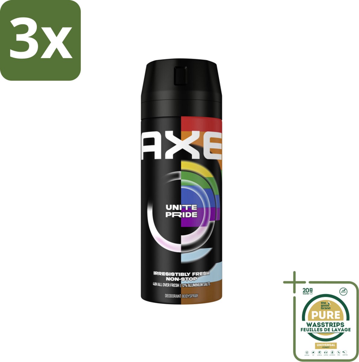 3 x AXE - Deodorant Spray - Unite - Verzorgend - Kruidige Geur - 150 ml - Grootverpakking - Deodorant Spray - Zweetvermindering - Geurneutralisatie - Frisheid - Zinktechnologie