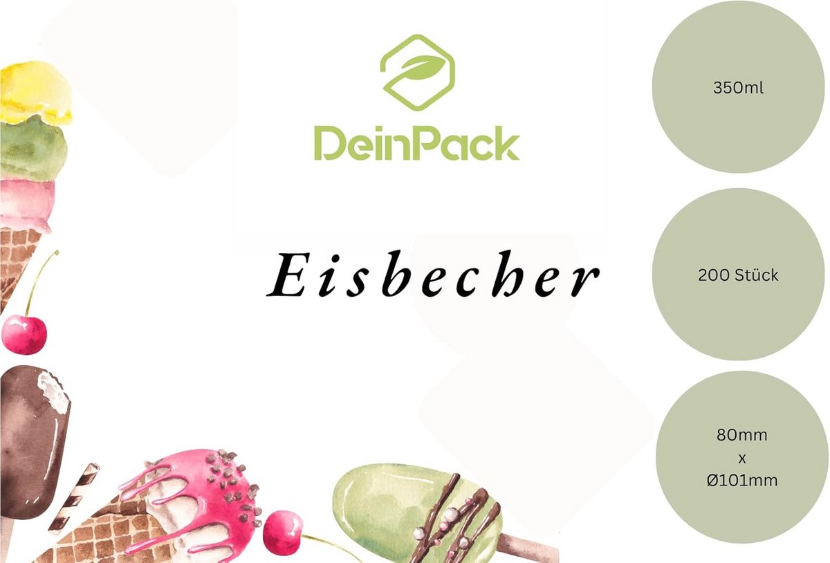 Set van 200 Eco-vriendelijke IJsbekers 120ml voor Desserts en Snacks