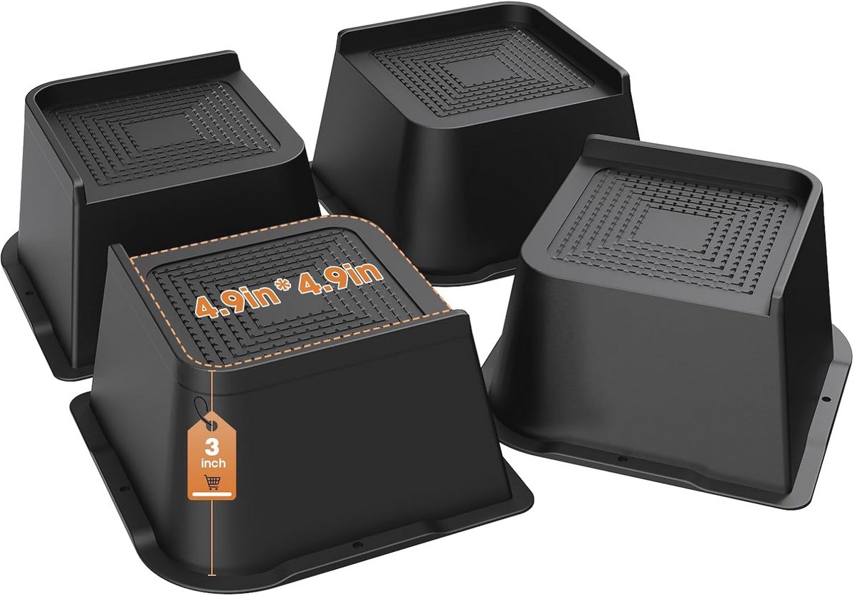 Bedverhogers 3 inch Heavy Duty - Tot 6000 lbs L-vormige meubelverhogers voor bank, bureau en tafel (zwart, 4 stuks)