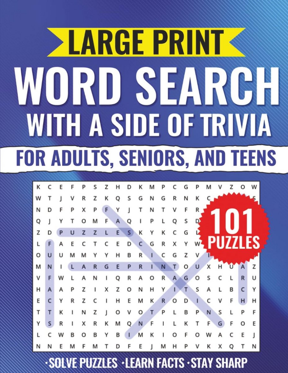 Grote Letter Woordzoeker met Trivia: 101 Thema Puzzels en Fascinerende Feiten voor Volwassenen en Senioren