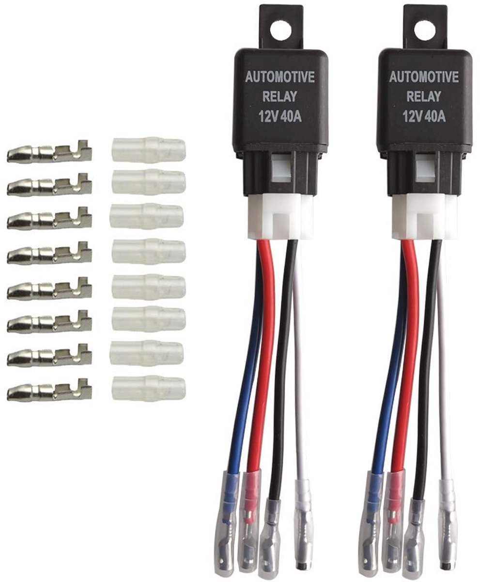 12V 40A Auto relais 4-polig met Draden - Set van 2 Stuks