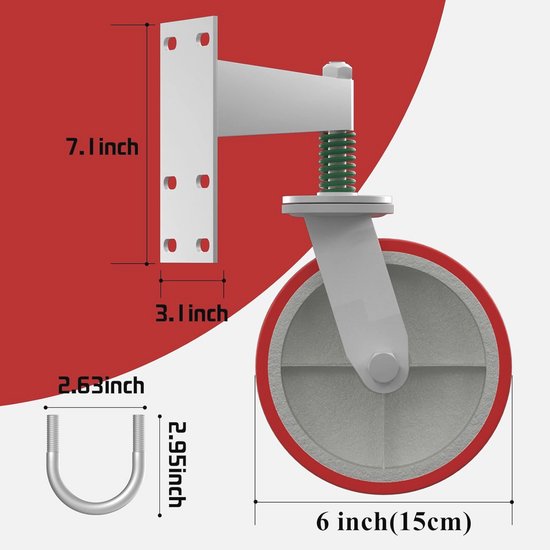 Hekwiel 15,2 cm voor metalen buispoorten - Draaibaar en robuust met schroeven — afbeelding 3