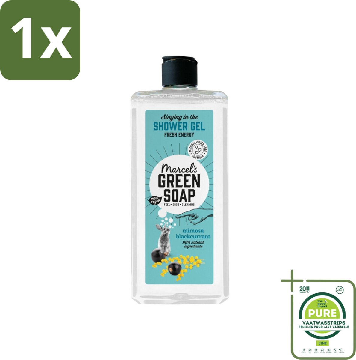 1 x Marcel's Green Soap - Douchegel - Mimosa & Zwarte Bes - Verzorgend & zacht - 300 ml - Douchegel - Mimosa - Zwarte Bes - Biologische Douchegel - Vegan Douchegel
