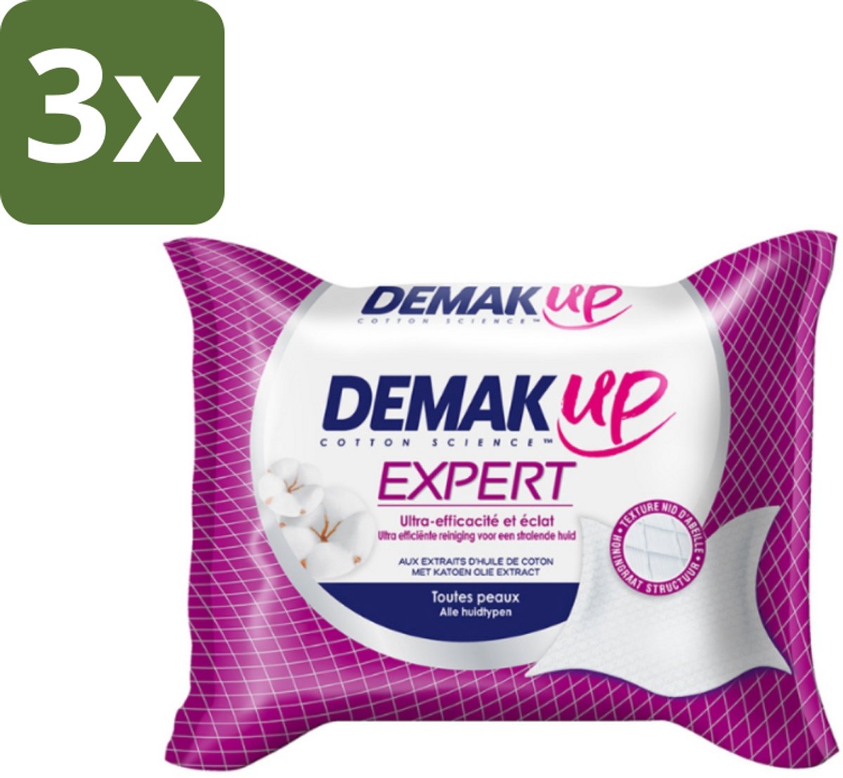 3 x Demak'Up – Reinigingsdoekjes Expert – 23 doekjes - Make-up Verwijderen - Gezicht Reinigen - Huid Reinigen - Make-up Doekjes - Reinigingsdoekjes