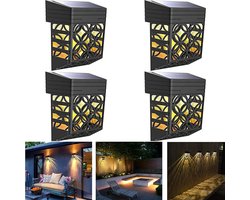 Merkloos Decoratieve Solarlampen Wandlampen Voor Buiten - 4 Stuks Waterdicht IP54 Warmwit Tuinverlichting