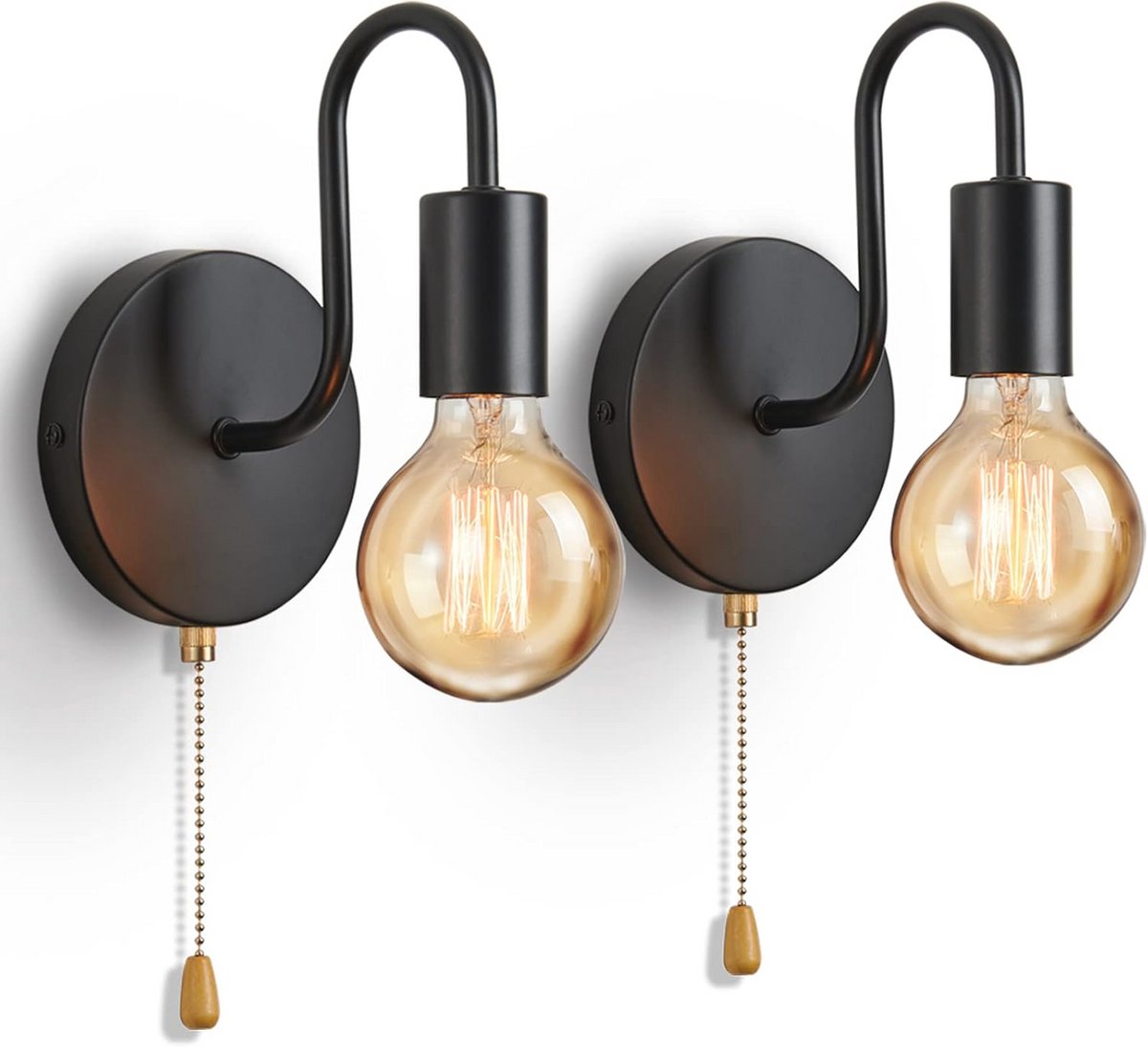 2st wandlamp met schakelaar - Vintage Industriële Lamp voor Slaapkamer en Woonkamer