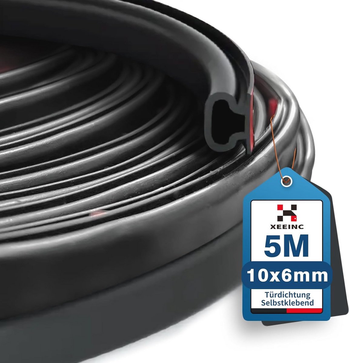 Deurafdichting zelfklevend 10 mm x 6 mm - waterdichte afdichtingstape voor huisdeur