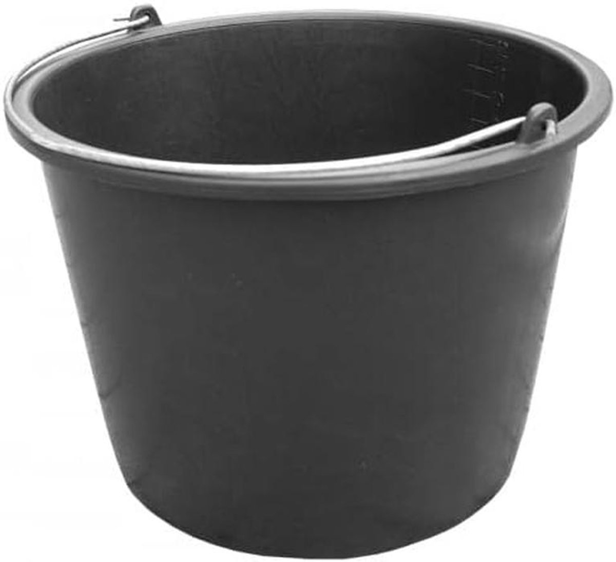 Bouwemmer PVC - Tuinemmer wateremmer - Klus Gips Mortel - Metalen handvat - 16 Liter - Zwart