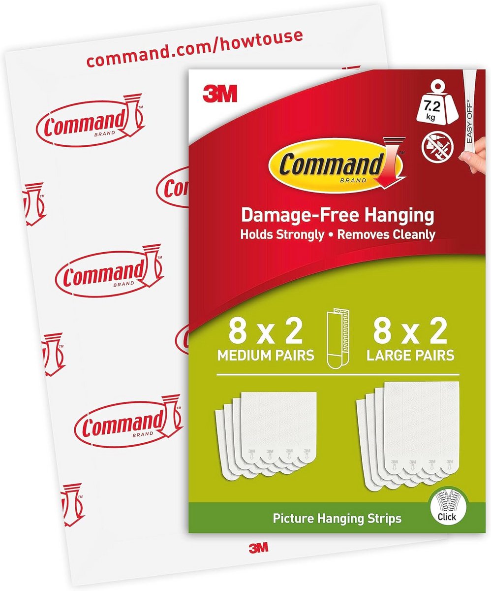 Montagestrips voor Foto's Ophangen - Set van 16 (8 M & 8 L)