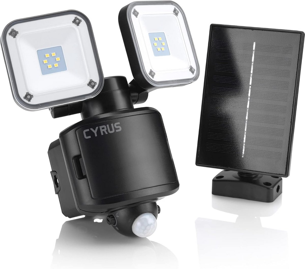 Twin LED Buiten Beveiligingslamp met Zonne-energie en Batterij Backup - PIR Bewegingssensor