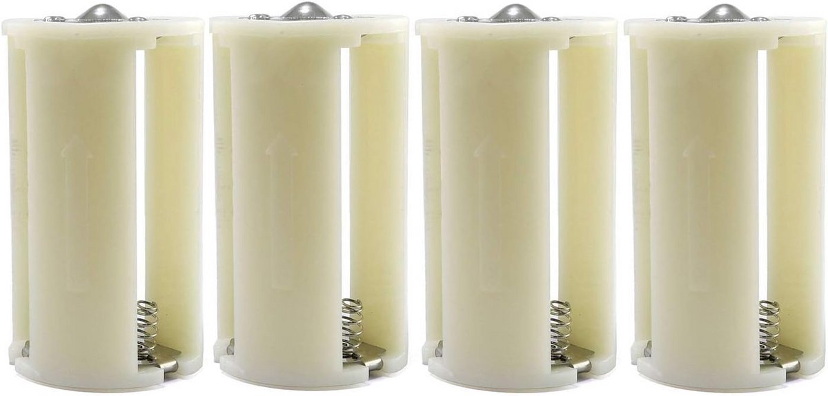 Batterij Converter - Adapter Houder - Energie Vergroten - 3x AA naar D - 4 Stuks - Off White