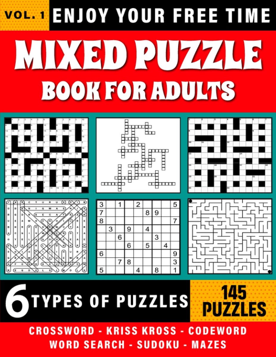 Gevarieerd Puzzelboek voor Volwassenen - Kruiswoordpuzzels, Sudoku, Zoekwoord, Codewoorden en Meer