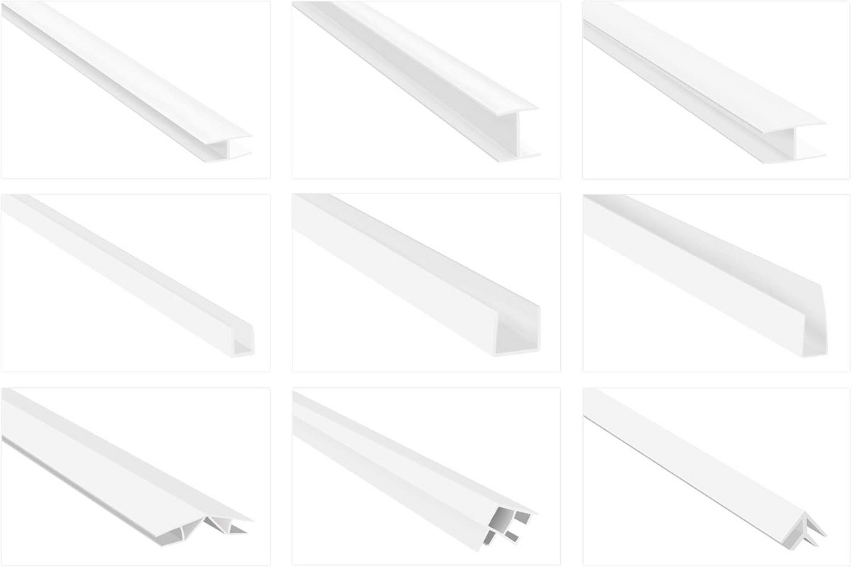 Randprofielen voor bekledingspanelen - H-, U- en hoekprofielen van pvc