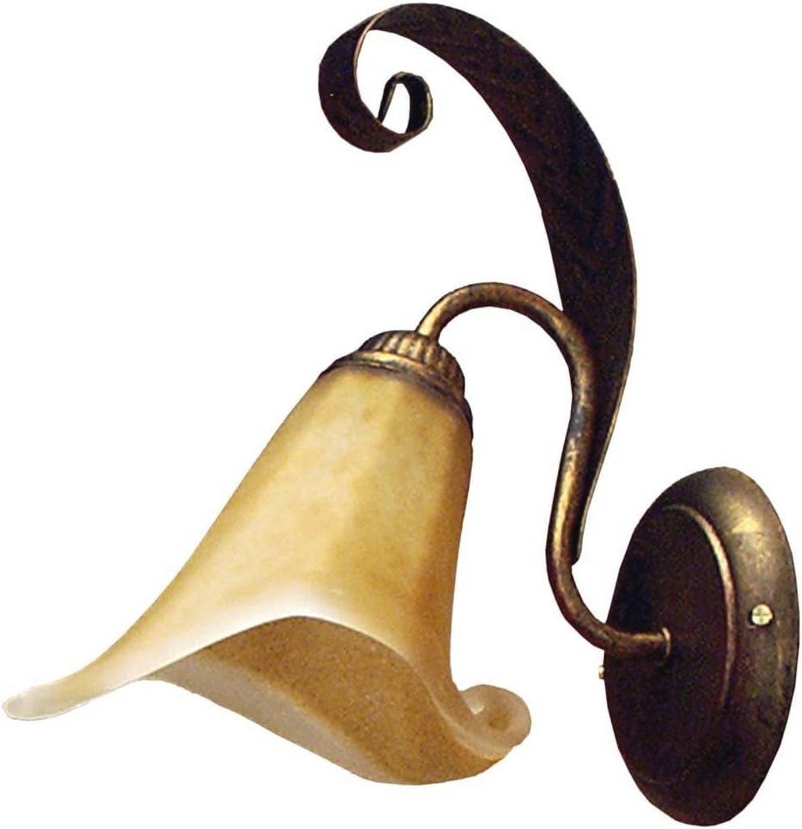 Wandlamp in Bruin Metaal met Goud en Amber Glas - Elegant Design voor Binnen