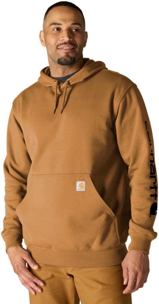 Heren Sweater met Capuchon en Mouwlogo - Losse Pasvorm en Middengewicht