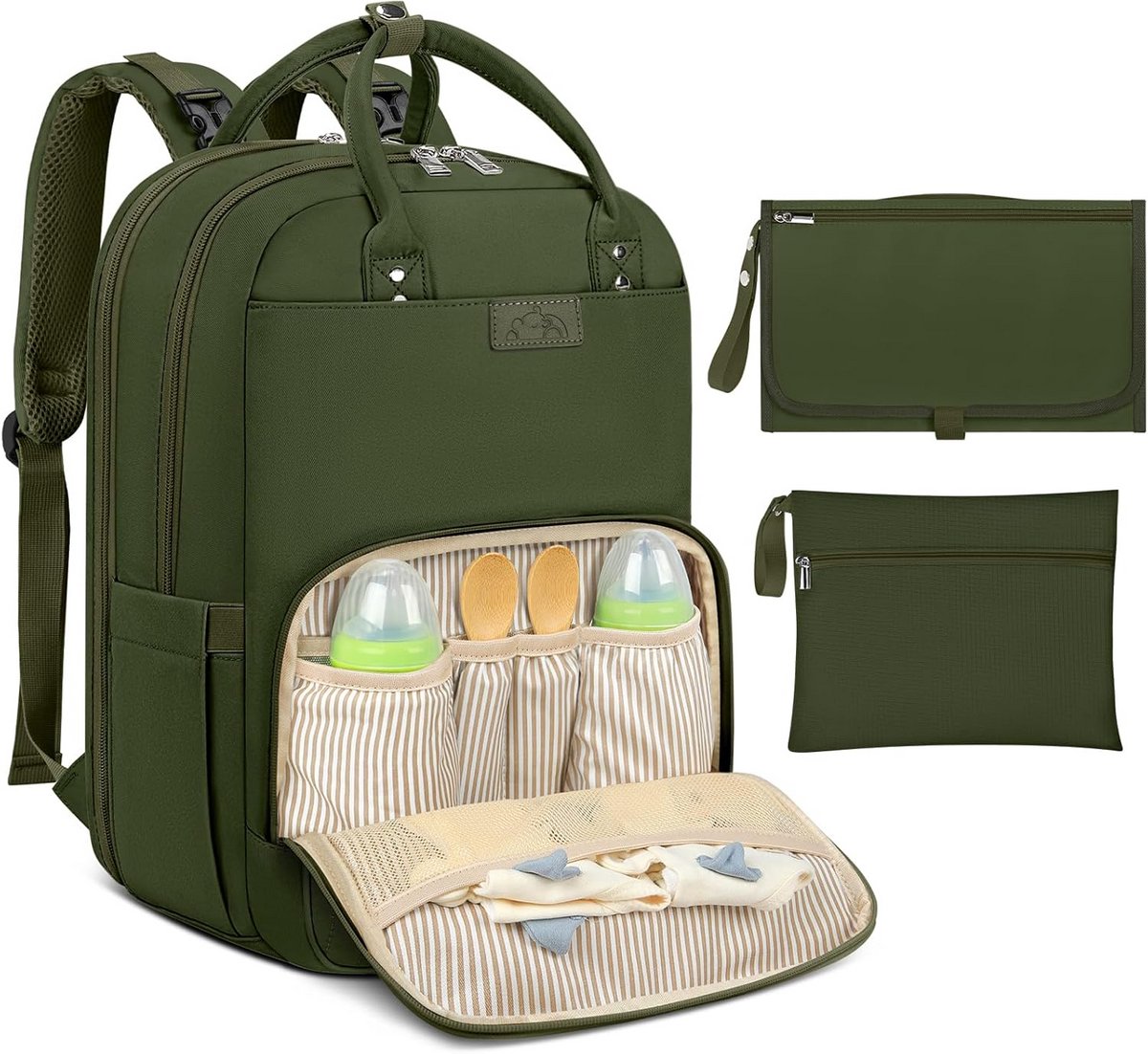 Luierrugzak voor baby's met Kinderwagenriemen en Luieronderlegger - Grote Zwarte Babytas