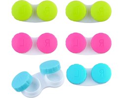 All4You - Contactlenshouder Set van 6, Kleurrijk, Reistasje, Handig voor Onderweg.