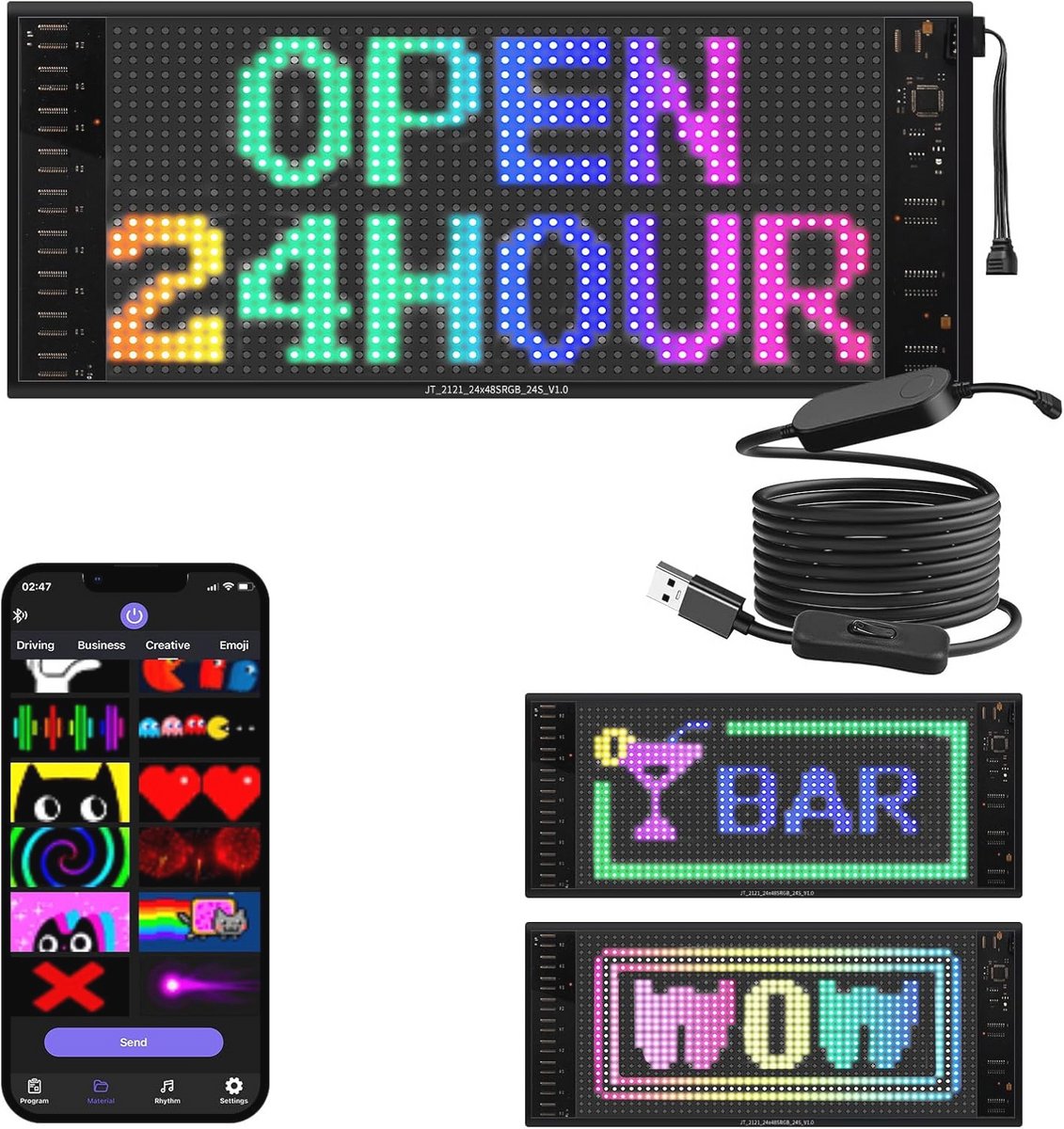 LED-displaybord 27 x 12 cm | Programmeerbaar en Flexibel | Waterdicht voor Vrachtwagens en Winkels