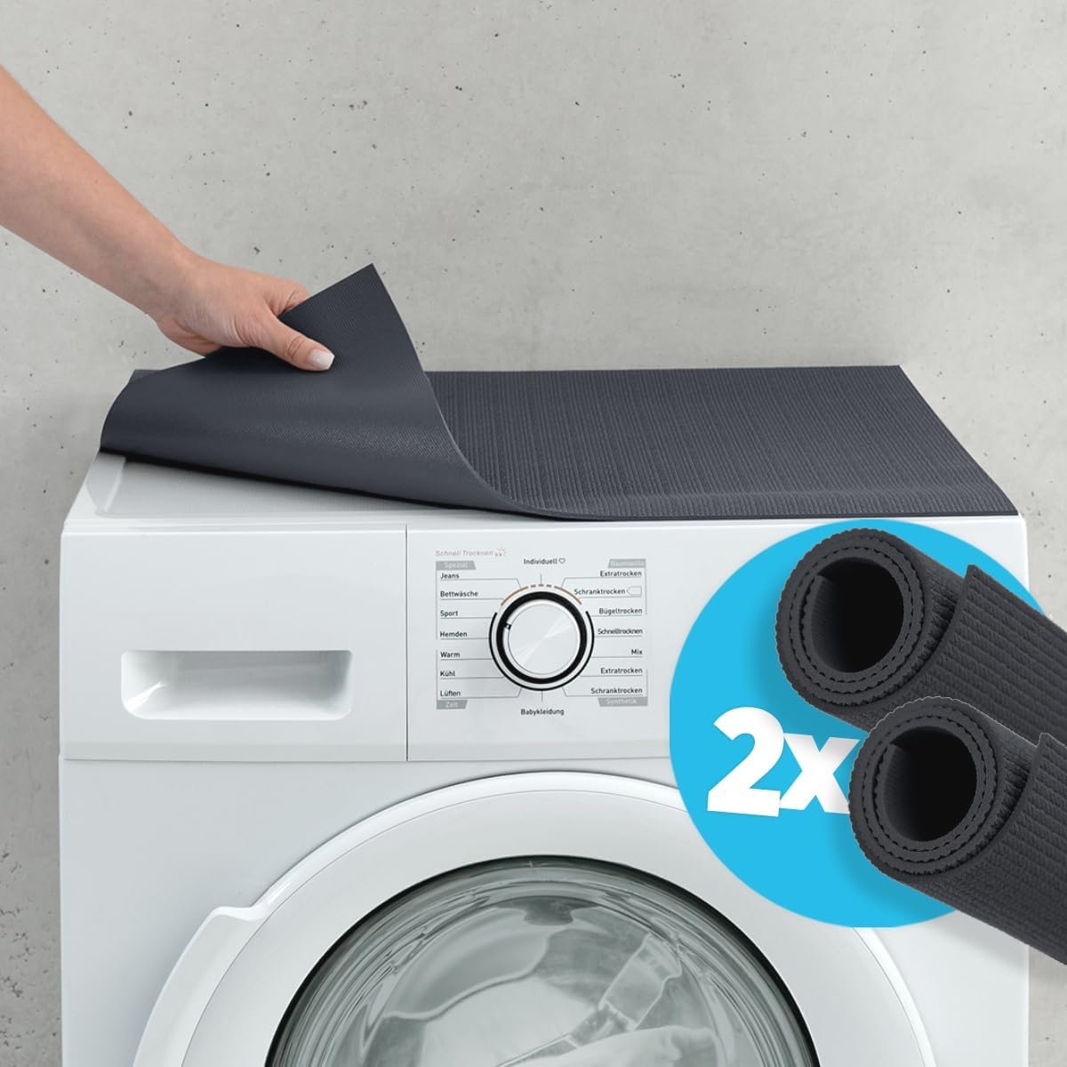 Antislip Wasmachine-beschermers - Set van 2, 60 x 60 cm, Zacht Schuim, Op Maat te Snijden