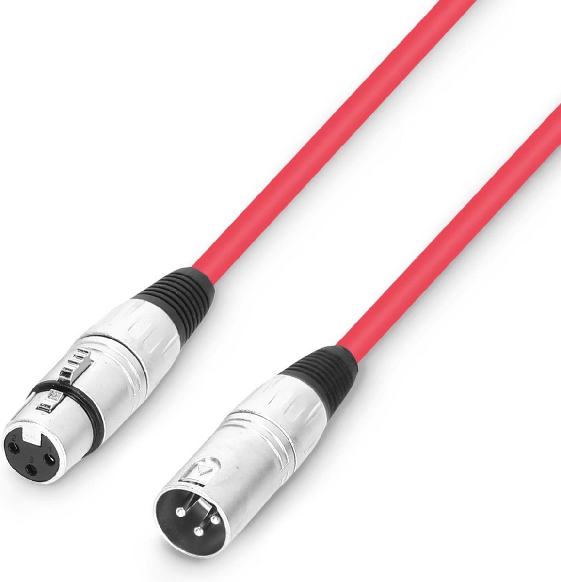 Microfoonkabel XLR vrouwelijk naar XLR mannelijk, rood, 1 m - 3 Sterren Kwaliteit