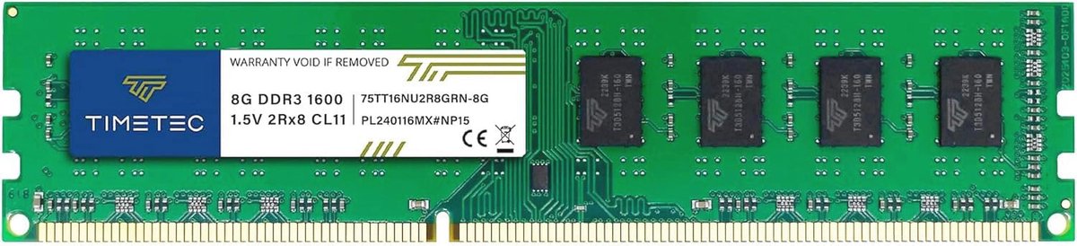 8GB DDR3 1600MHz PC3-12800 Non-ECC Unbuffered RAM Module Upgrade voor Desktop Computer