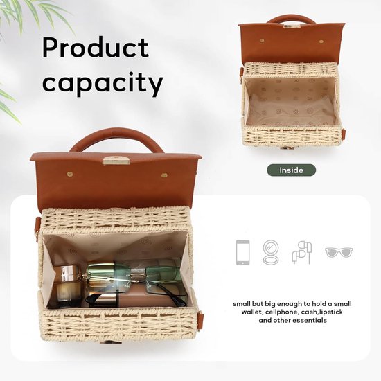Dames Strooien Schoudertas Zomer Strandtas Gevlochten Shopper Bol dames-strooien-schoudertas-zomer-strandtas-gevlochten-shopper-bol