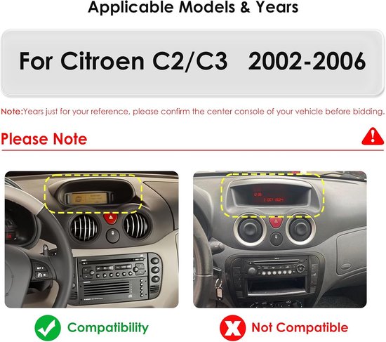 Ossuret Autoradio pour Citroën C2/C3 2002-2006, 9 Pouces Android 13
