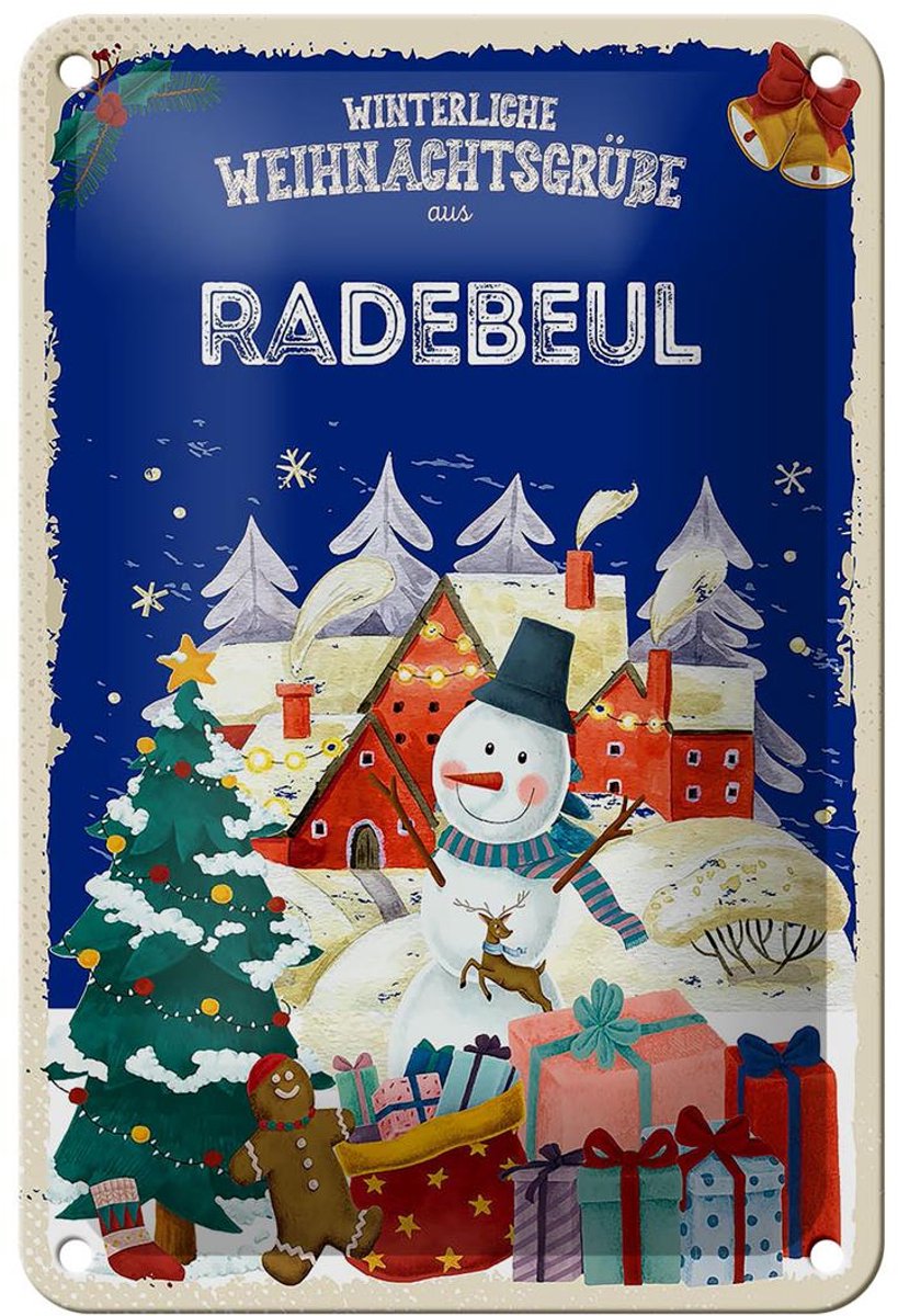 Blechschild Weihnachtsgrüße RADEBEUL Geschenk Dekoration 12x18cm