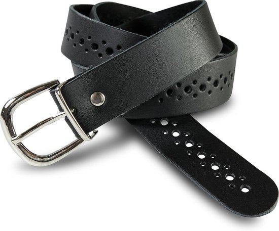 CCAIPU Damesriem - 106 x 3,5 cm, strasswerk en verstelbare gesp, zwart, 106X3.5CM
